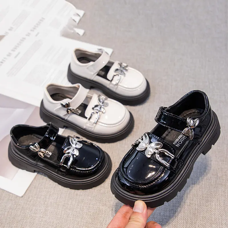 Girls Leather Shoes for Party Wedding Kids Princess Shoes with Bow-knot Soft Bottom Anti-slippery Children Performance Shoes