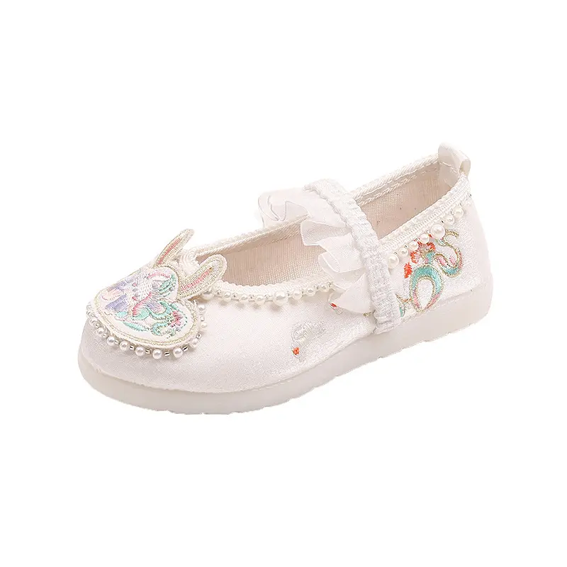 New Spring Autumn Girls Dance Shoes Chinese Vintage Children Princess Embroidered Flats Fashion Versatile Kids Hanfu Cloth Shoes