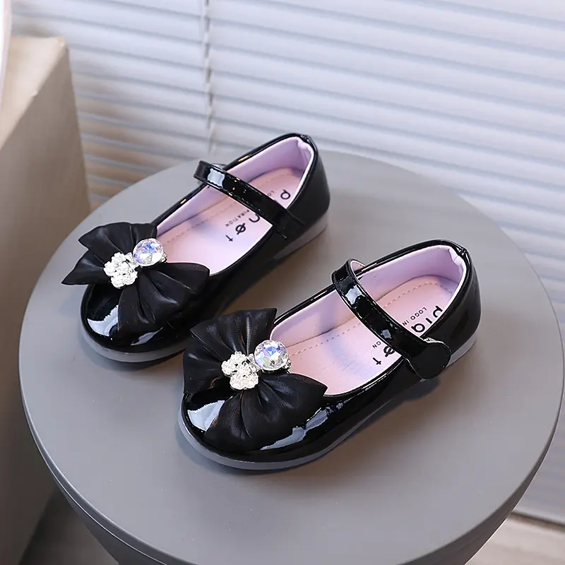 Girls Princess Shoes Round Toes Fashion Kids Leather Shoes Soft Sole Non-slip 2025 Autumn New Children Dance Shoes Elegant Sweet