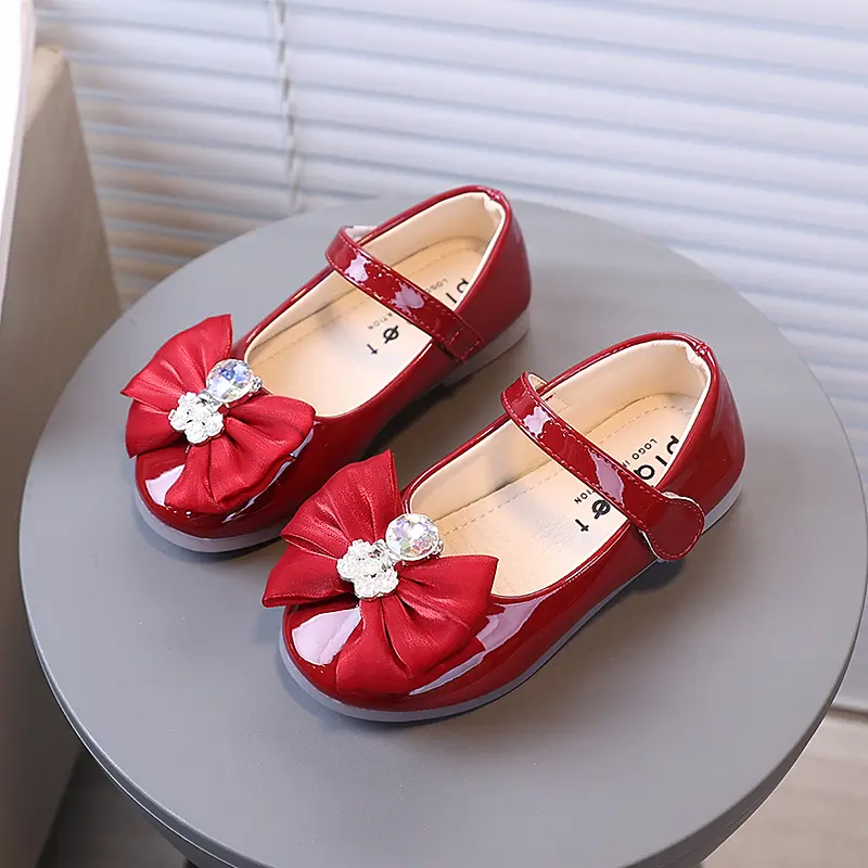 Girls Princess Shoes Round Toes Fashion Kids Leather Shoes Soft Sole Non-slip 2025 Autumn New Children Dance Shoes Elegant Sweet