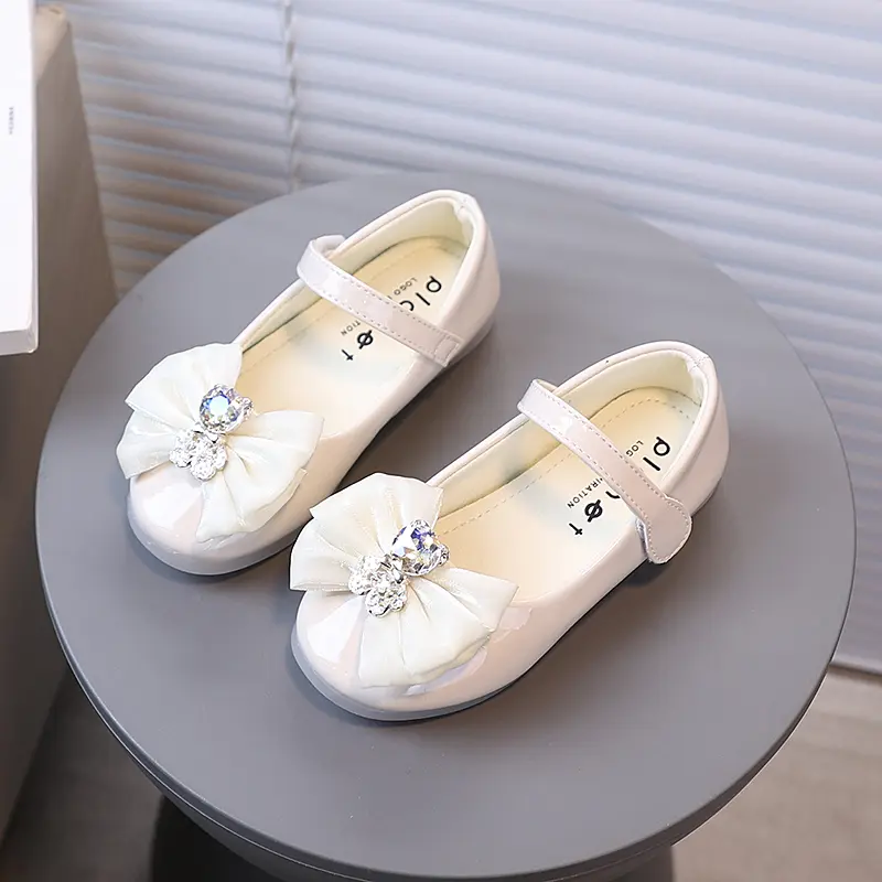 Girls Princess Shoes Round Toes Fashion Kids Leather Shoes Soft Sole Non-slip 2025 Autumn New Children Dance Shoes Elegant Sweet
