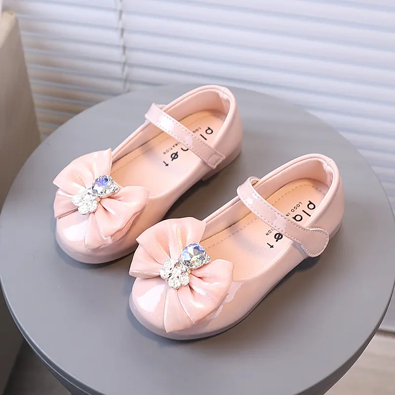 Girls Princess Shoes Round Toes Fashion Kids Leather Shoes Soft Sole Non-slip 2025 Autumn New Children Dance Shoes Elegant Sweet