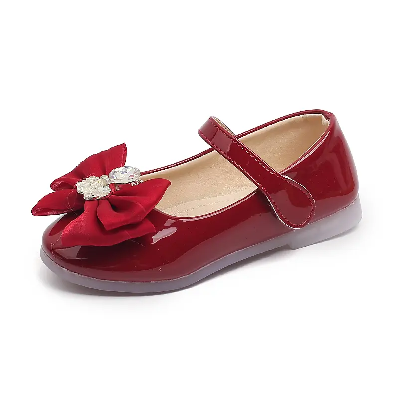 Girls Princess Shoes Round Toes Fashion Kids Leather Shoes Soft Sole Non-slip 2025 Autumn New Children Dance Shoes Elegant Sweet