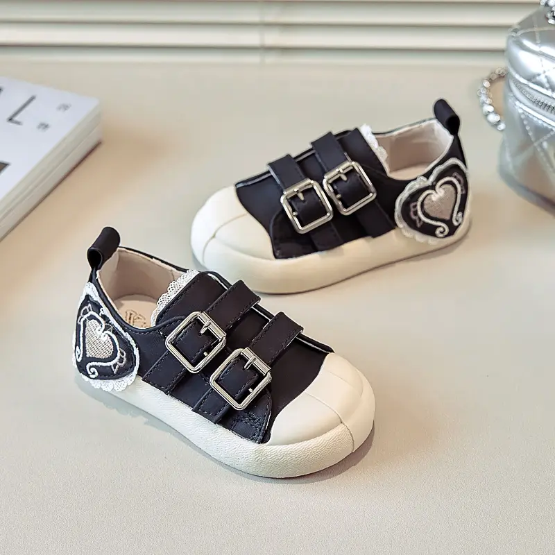 Spring Autumn Girls Sneakers Sweet Heart Children Tennis Shoes Soft Bottom Versatile Kids Causal School Shoes Patchwork Non-slip