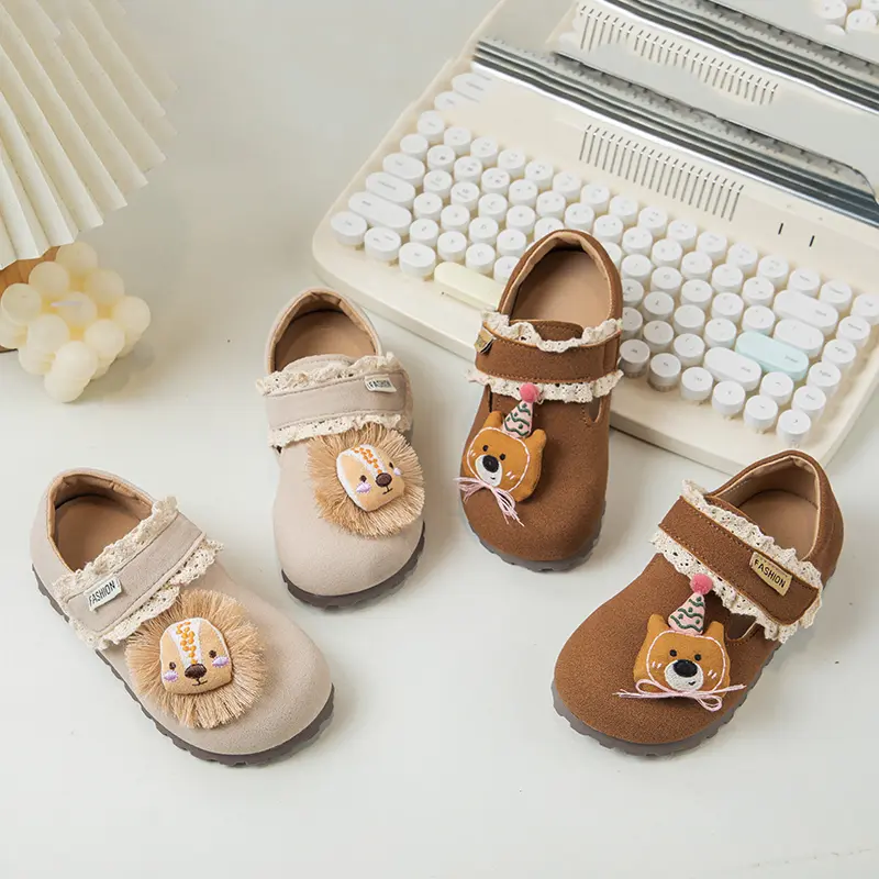 Kids Flats Shoes Ruffles Shallow Girls Princess Shoes Soft Hook Loop Non Slip Children Casual Shoes Spring Autumn 2025 New