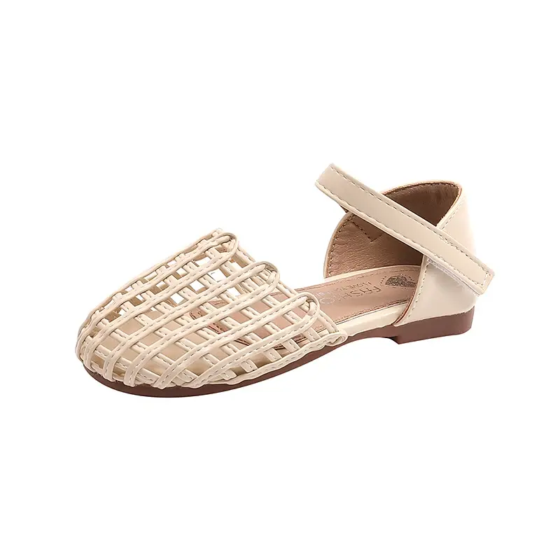 2025 Children Sandals for Girls Summer New Fashion Korean Style Soft Bottom Anti-slippery Versatile Woven Cut-outs Beach Shoes