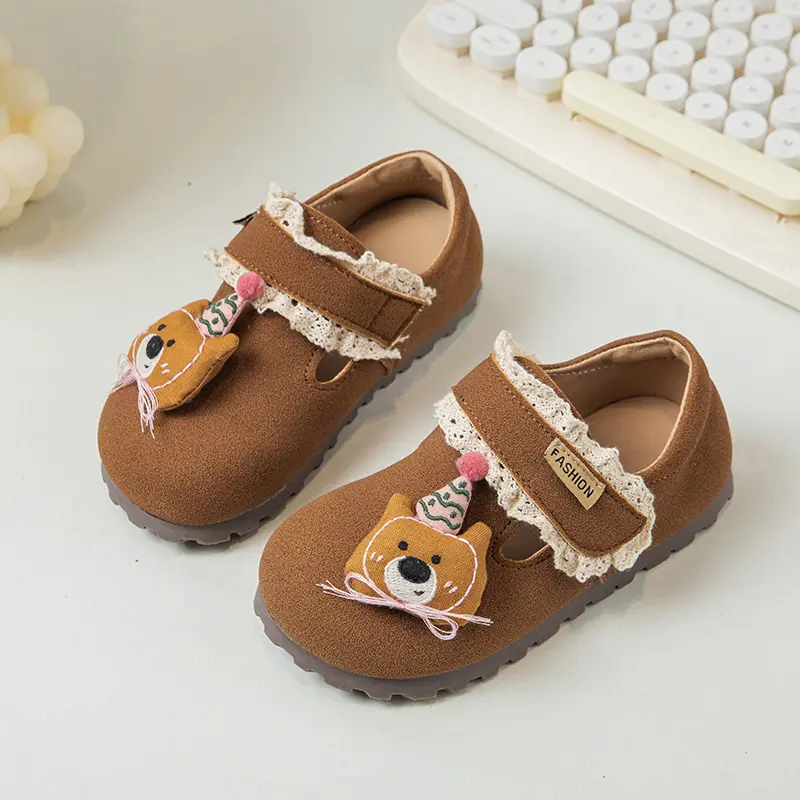 Kids Flats Shoes Ruffles Shallow Girls Princess Shoes Soft Hook Loop Non Slip Children Casual Shoes Spring Autumn 2025 New