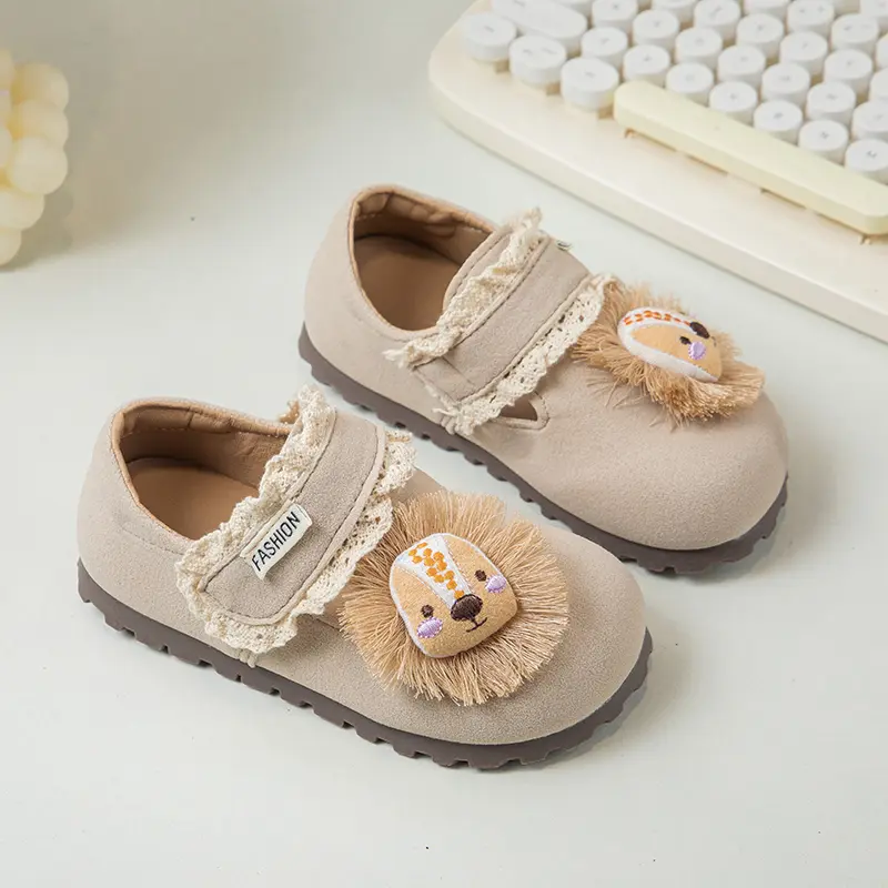 Kids Flats Shoes Ruffles Shallow Girls Princess Shoes Soft Hook Loop Non Slip Children Casual Shoes Spring Autumn 2025 New