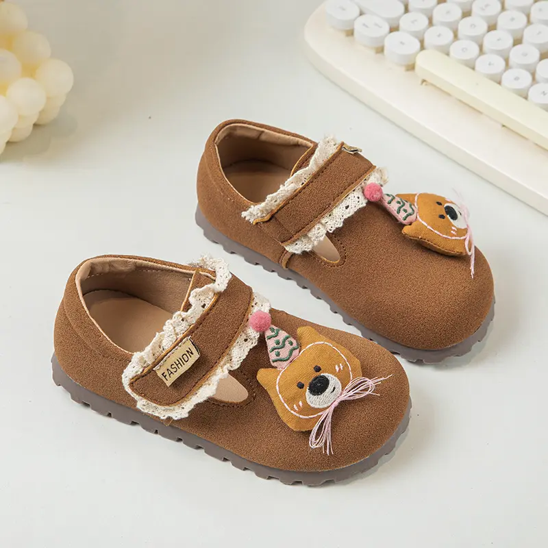 Kids Flats Shoes Ruffles Shallow Girls Princess Shoes Soft Hook Loop Non Slip Children Casual Shoes Spring Autumn 2025 New