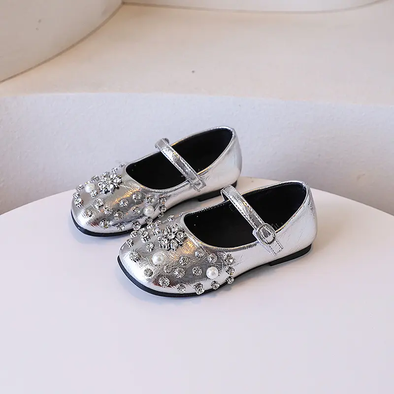 New Luxury Kids Leather Shoes Elegant Luxury Girls Fashion Princess Ballet Shoes Wedding Party Children Performance Flat Shoes