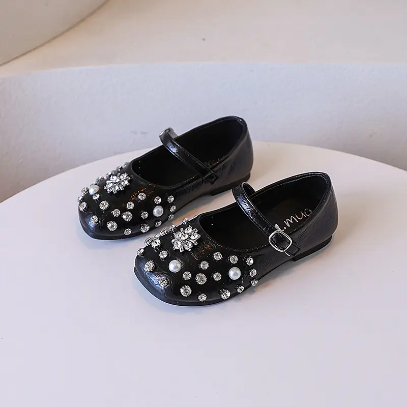 New Luxury Kids Leather Shoes Elegant Luxury Girls Fashion Princess Ballet Shoes Wedding Party Children Performance Flat Shoes