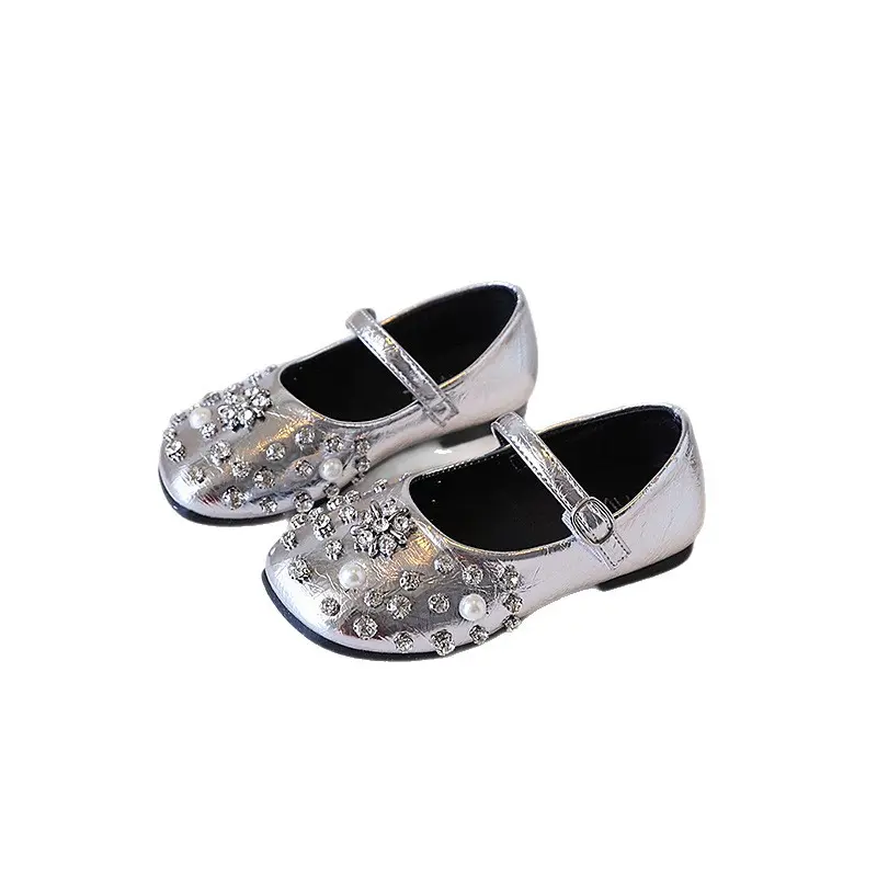 New Luxury Kids Leather Shoes Elegant Luxury Girls Fashion Princess Ballet Shoes Wedding Party Children Performance Flat Shoes