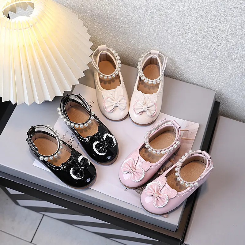 Spring Autumn New Girls Princess Leather Shoes Cute Children's Flats Lolita Dress Versatile Kid Fashion Causal Shoes Ankle-strap