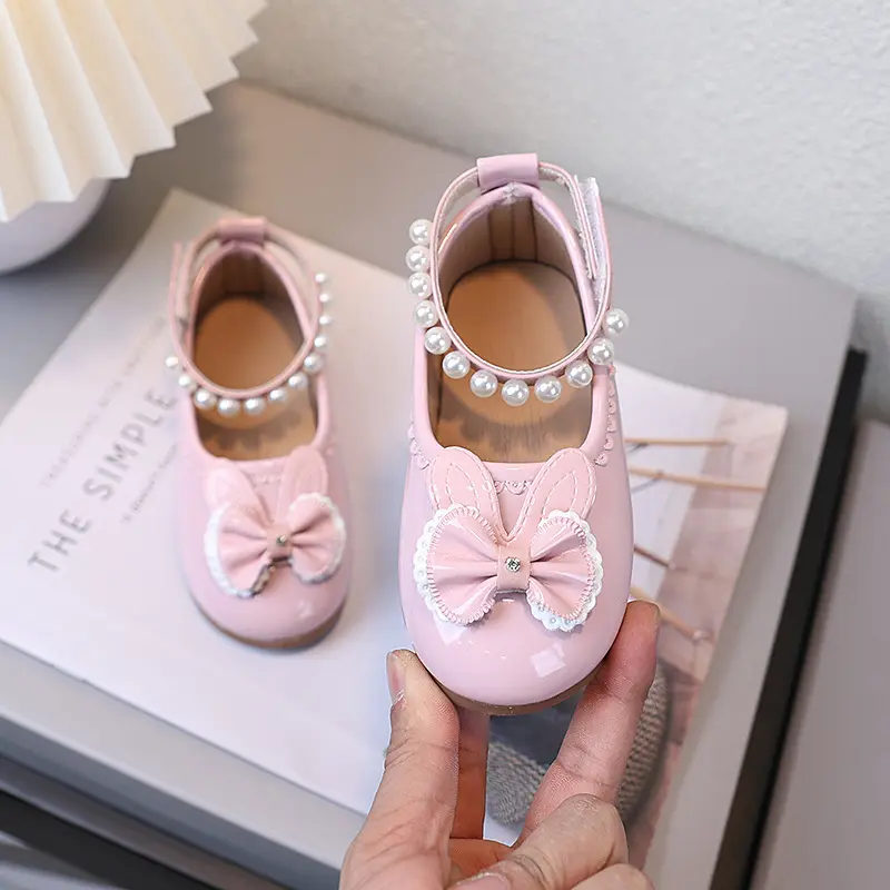 Spring Autumn New Girls Princess Leather Shoes Cute Children's Flats Lolita Dress Versatile Kid Fashion Causal Shoes Ankle-strap