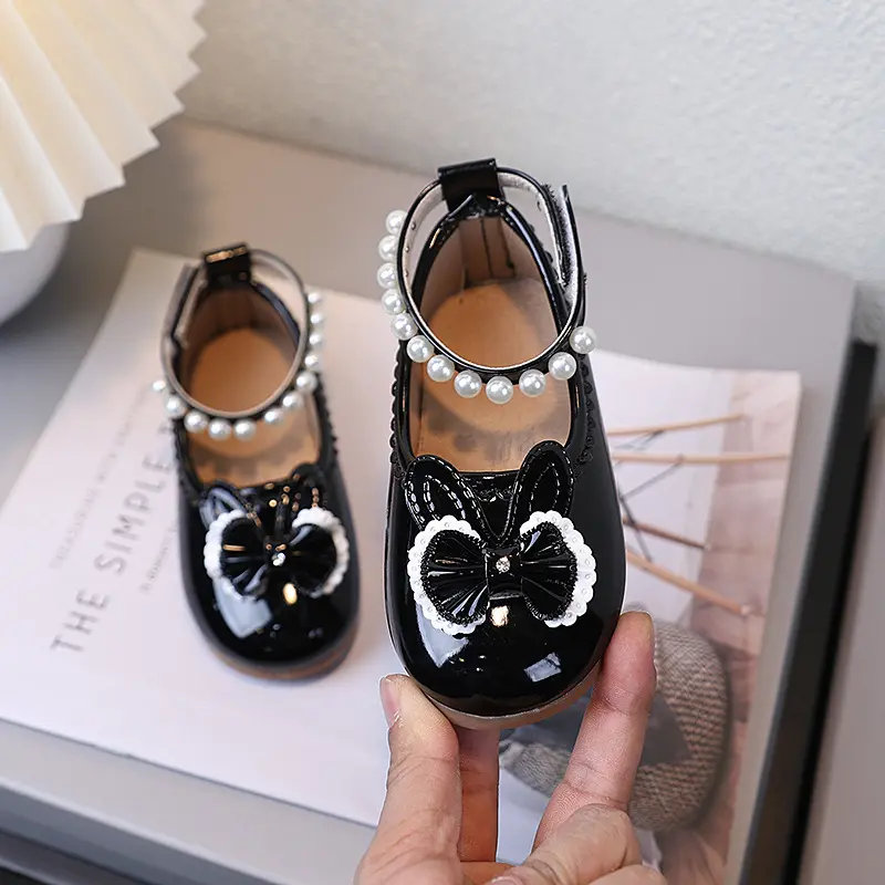 Spring Autumn New Girls Princess Leather Shoes Cute Children's Flats Lolita Dress Versatile Kid Fashion Causal Shoes Ankle-strap