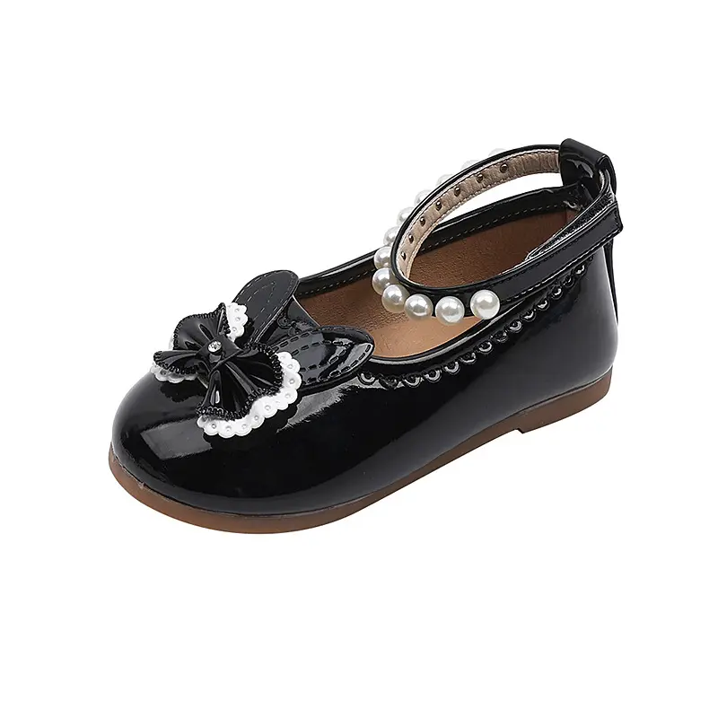 Spring Autumn New Girls Princess Leather Shoes Cute Children's Flats Lolita Dress Versatile Kid Fashion Causal Shoes Ankle-strap