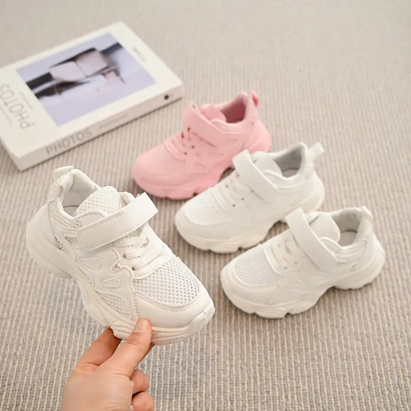 Children Running Shoes Soild Color Versatile Kids Sports Shoes Hook&loop 2025 New Fashion Girls Sneakers Comfort Thick Soft Sole