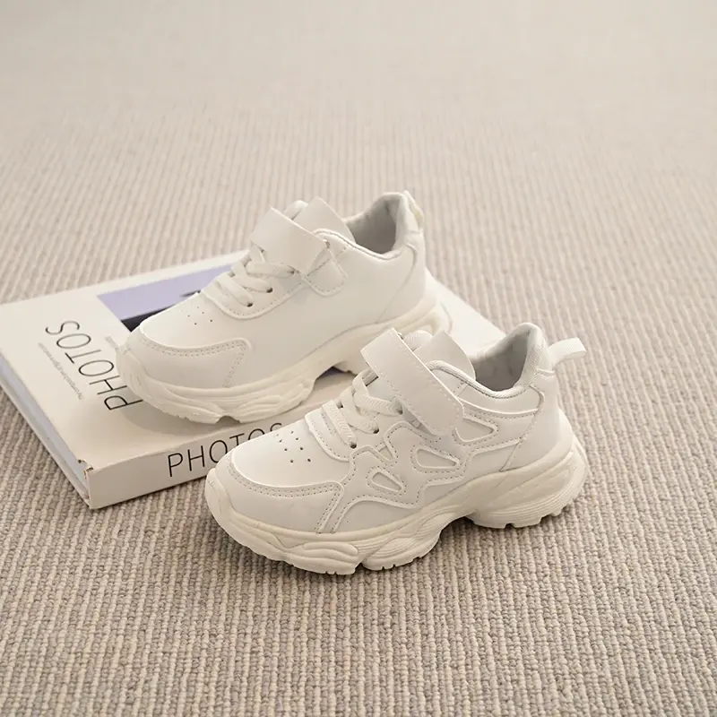 Children Running Shoes Soild Color Versatile Kids Sports Shoes Hook&loop 2025 New Fashion Girls Sneakers Comfort Thick Soft Sole