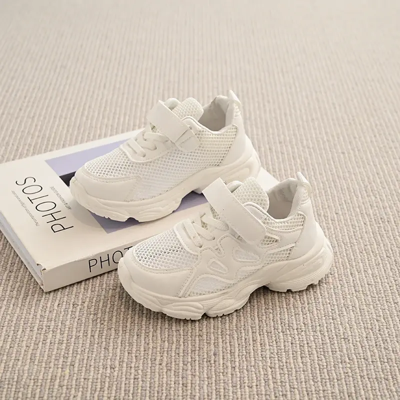Children Running Shoes Soild Color Versatile Kids Sports Shoes Hook&loop 2025 New Fashion Girls Sneakers Comfort Thick Soft Sole