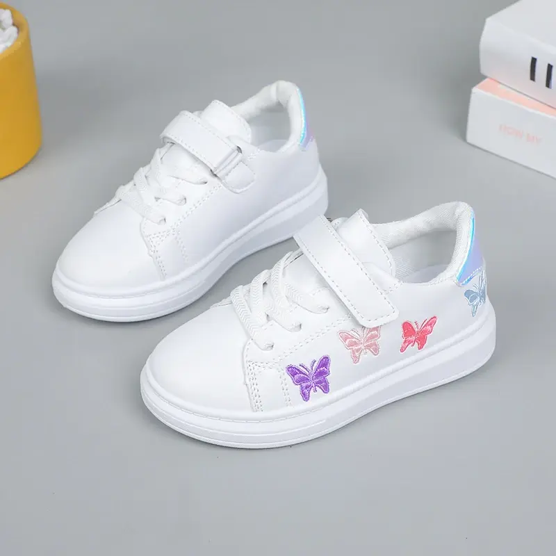 Girls Princess Shoes Colorful Butterfly Children Skate Shoes Flexible Soft Sole 2025 New Kids Casual Shoes Non-slip Flexible