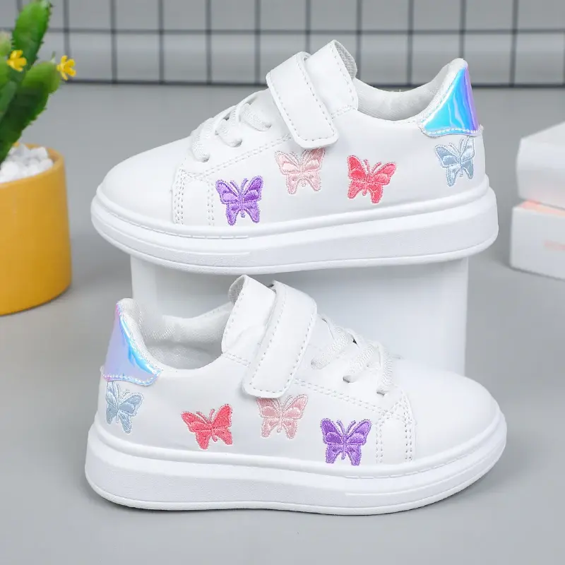 Girls Princess Shoes Colorful Butterfly Children Skate Shoes Flexible Soft Sole 2025 New Kids Casual Shoes Non-slip Flexible
