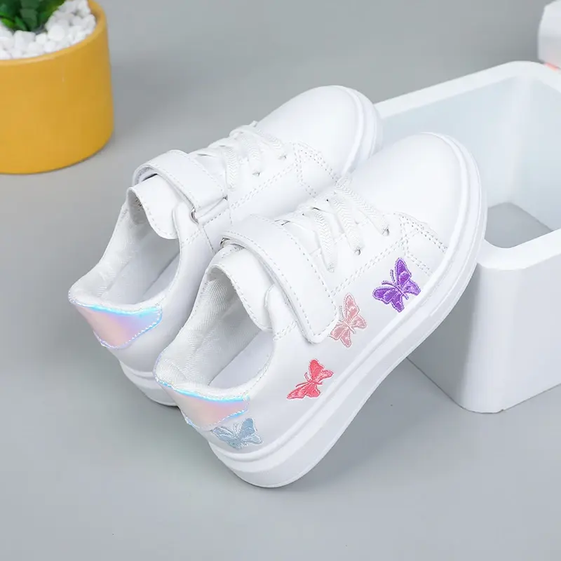 Girls Princess Shoes Colorful Butterfly Children Skate Shoes Flexible Soft Sole 2025 New Kids Casual Shoes Non-slip Flexible