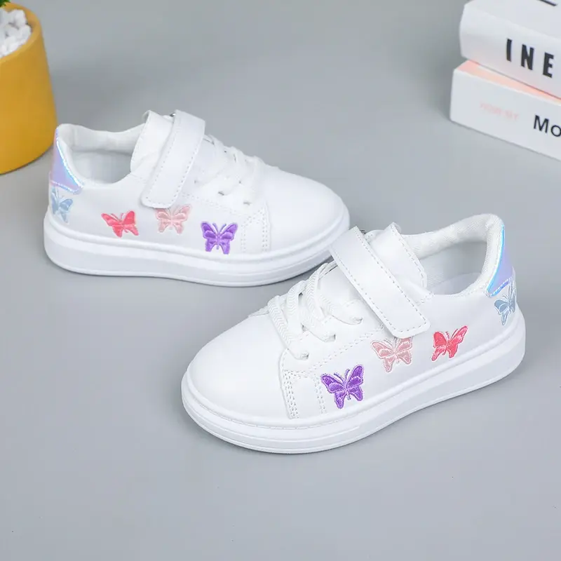 Girls Princess Shoes Colorful Butterfly Children Skate Shoes Flexible Soft Sole 2025 New Kids Casual Shoes Non-slip Flexible