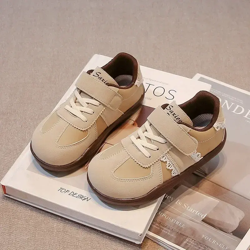 Kids Running Shoes Hook&loop 2025 New Fashion Girls Casual Shoes Non-slip Soft Sole Children Sports Shoes with Sweet Lace Sweet