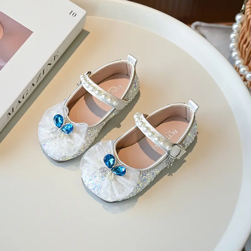Luxury Little Girl Leather Shoes New Children Princess Shoes Spring Autumn Causal Kids Fashion Wedding Party Flat Shoes Sweet