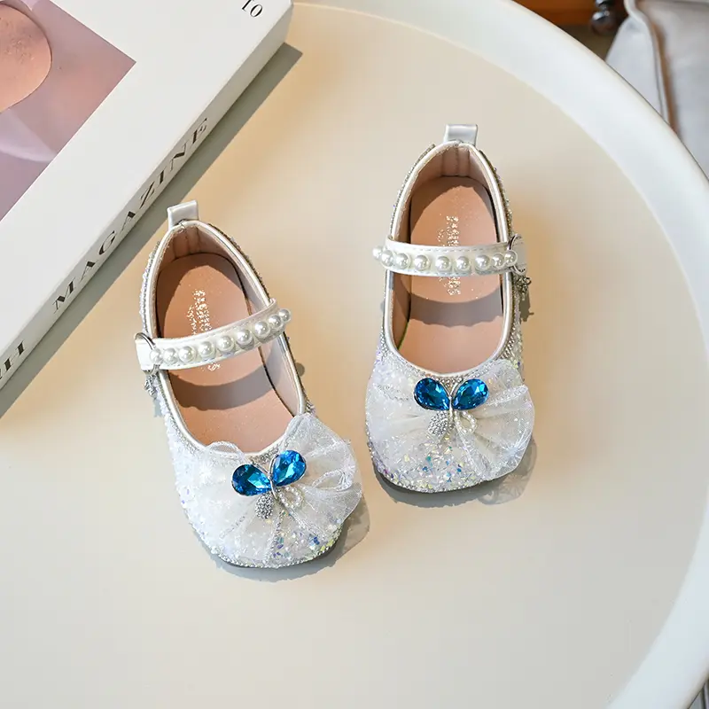 Luxury Little Girl Leather Shoes New Children Princess Shoes Spring Autumn Causal Kids Fashion Wedding Party Flat Shoes Sweet