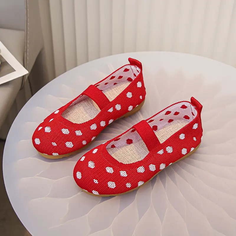 Spring Autumn Children Princess Shoes New Trend Girls Fashion Causal Leather Shoes Mesh Breathable Kids Flat Loafers Red Classic