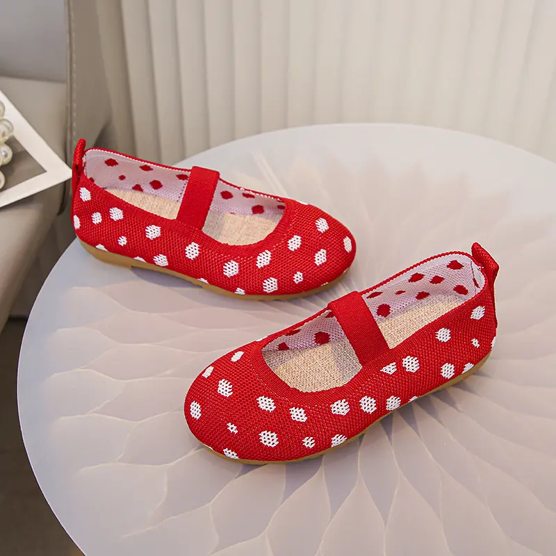 Spring Autumn Children Princess Shoes New Trend Girls Fashion Causal Leather Shoes Mesh Breathable Kids Flat Loafers Red Classic