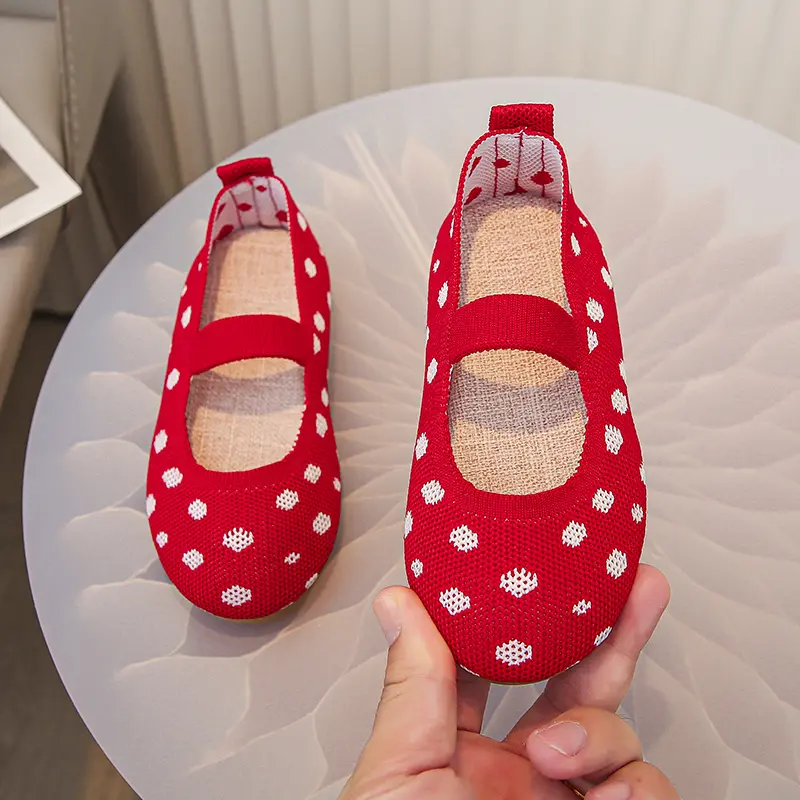 Spring Autumn Children Princess Shoes New Trend Girls Fashion Causal Leather Shoes Mesh Breathable Kids Flat Loafers Red Classic