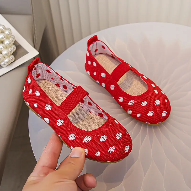 Spring Autumn Children Princess Shoes New Trend Girls Fashion Causal Leather Shoes Mesh Breathable Kids Flat Loafers Red Classic