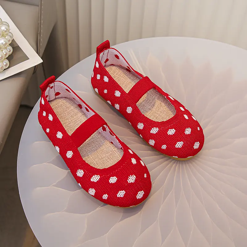 Spring Autumn Children Princess Shoes New Trend Girls Fashion Causal Leather Shoes Mesh Breathable Kids Flat Loafers Red Classic