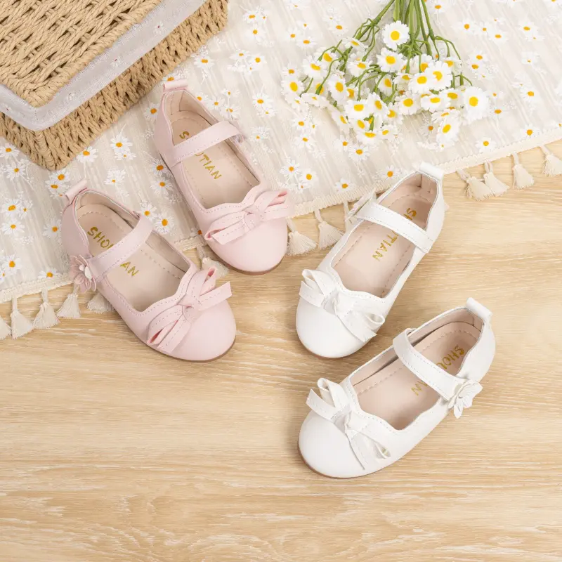 New Spring Autumn Girl Princess Shoes Sweet Bowknot Wedding Party Children Fashion Leather Shoes Causal Kids Ballet Flat Shoes