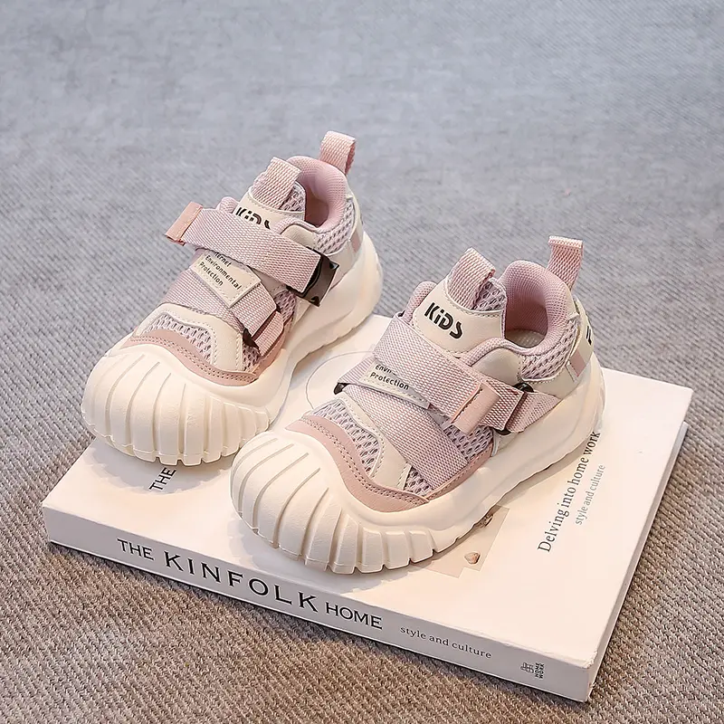 Boys Girls Tennis Shoes Toes Capped Mesh Breathable Kids Casual Shoes Soft Bottom 2025 Autumn New Children Sports Shoes Trendy