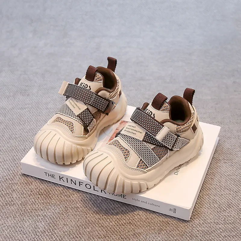 Boys Girls Tennis Shoes Toes Capped Mesh Breathable Kids Casual Shoes Soft Bottom 2025 Autumn New Children Sports Shoes Trendy