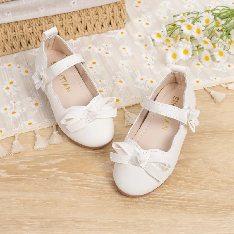 New Spring Autumn Girl Princess Shoes Sweet Bowknot Wedding Party Children Fashion Leather Shoes Causal Kids Ballet Flat Shoes