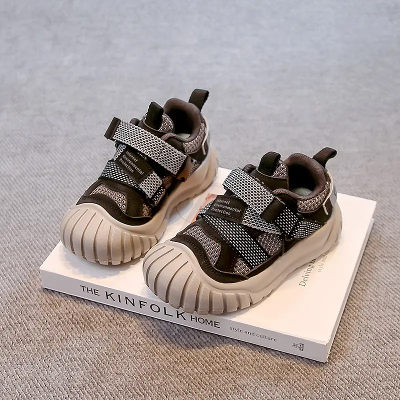 Boys Girls Tennis Shoes Toes Capped Mesh Breathable Kids Casual Shoes Soft Bottom 2025 Autumn New Children Sports Shoes Trendy