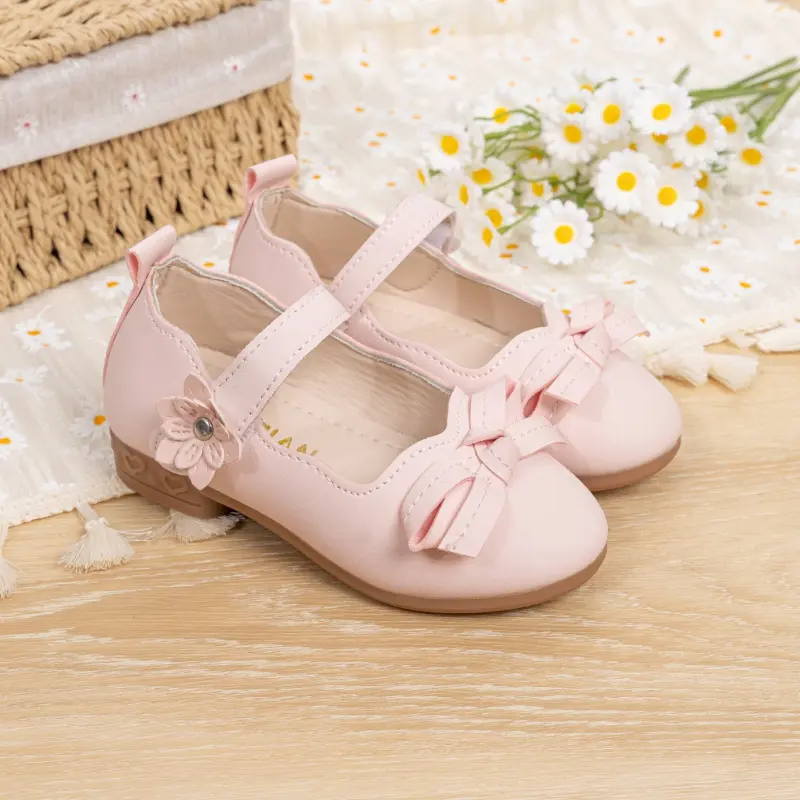 New Spring Autumn Girl Princess Shoes Sweet Bowknot Wedding Party Children Fashion Leather Shoes Causal Kids Ballet Flat Shoes