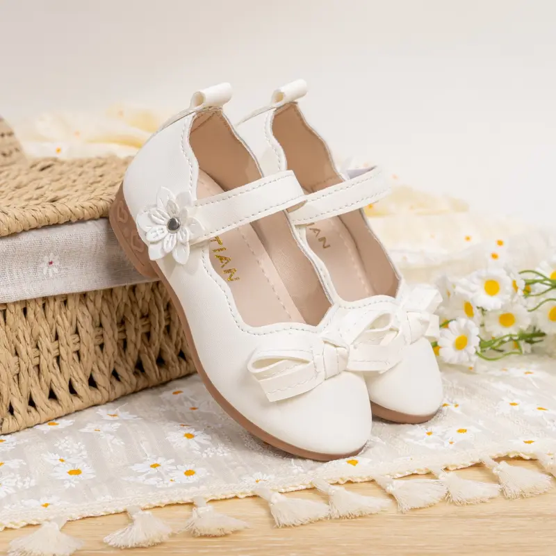 New Spring Autumn Girl Princess Shoes Sweet Bowknot Wedding Party Children Fashion Leather Shoes Causal Kids Ballet Flat Shoes