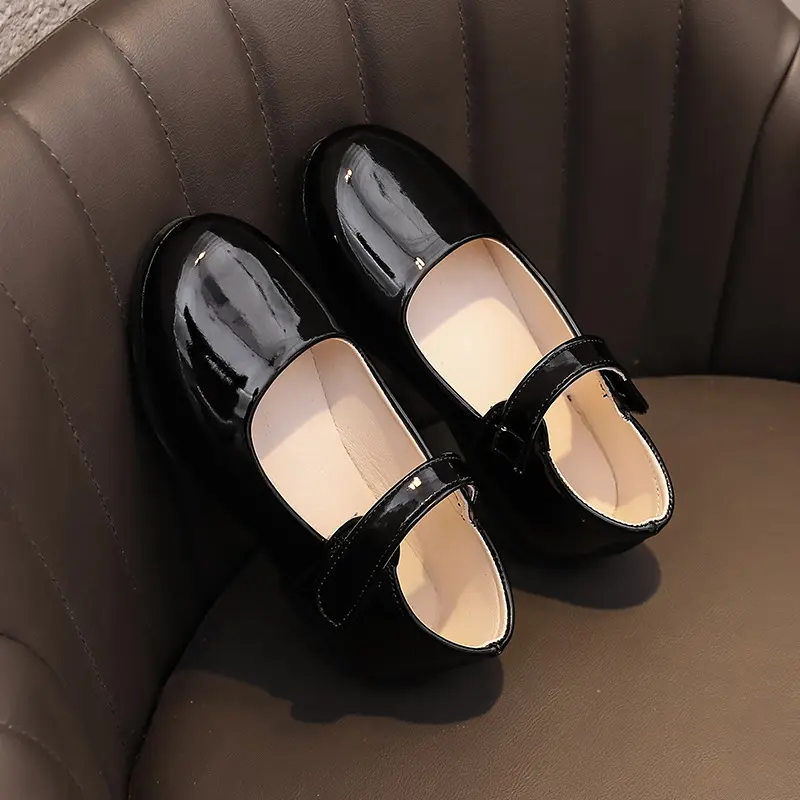 Kids Leather Shoe Spring Autumn New Black Shoes for Girls Princess Fashion Versatile Children's Flats for School Performance Hot