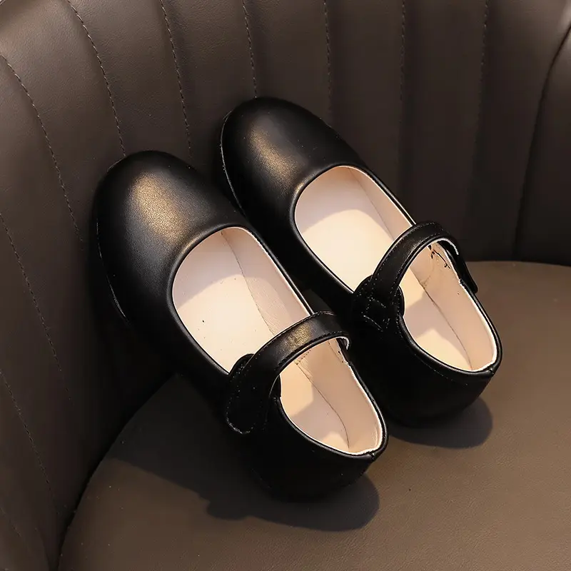Kids Leather Shoe Spring Autumn New Black Shoes for Girls Princess Fashion Versatile Children's Flats for School Performance Hot