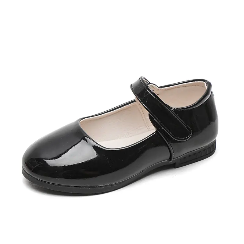 Kids Leather Shoe Spring Autumn New Black Shoes for Girls Princess Fashion Versatile Children's Flats for School Performance Hot