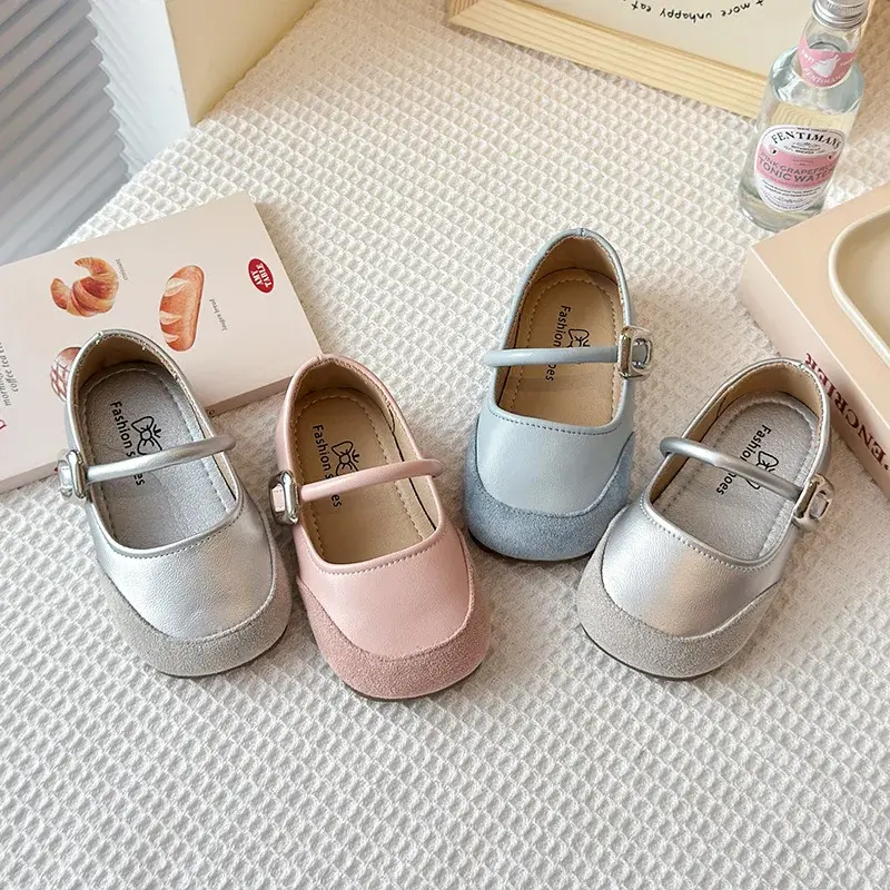 2025 Children Leather Shoes for Girls Spring New Fashion Korean Style Soft Anti-slippery Versatile Chic Princess Elegant Shoes