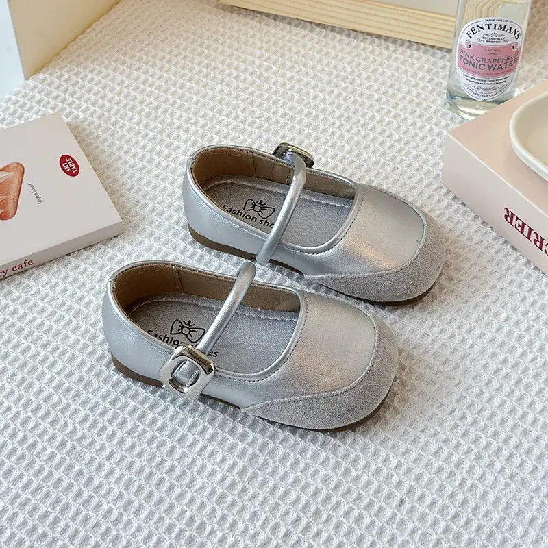 2025 Children Leather Shoes for Girls Spring New Fashion Korean Style Soft Anti-slippery Versatile Chic Princess Elegant Shoes