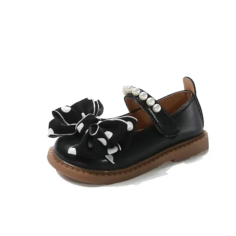 Children's Leather Shoes Sweet Polka Dot Bow Princess Shoes for Girls New Spring Autumn Fashion Elegant Kids Party Dresses Shoes