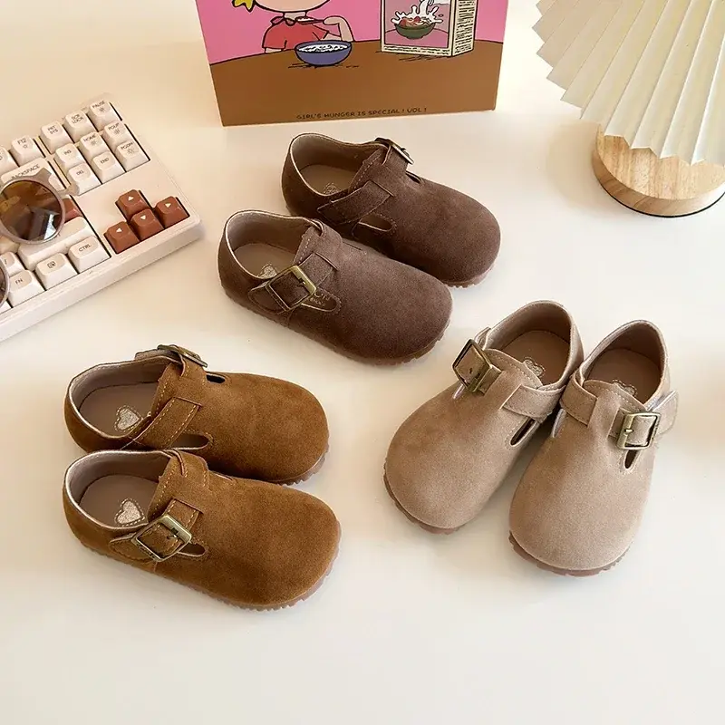 2025 Children Leather Shoes for Girls Spring New Fashion Korean Style Soft Bottom Anti-slippery Chic Versatile Breathable Flats