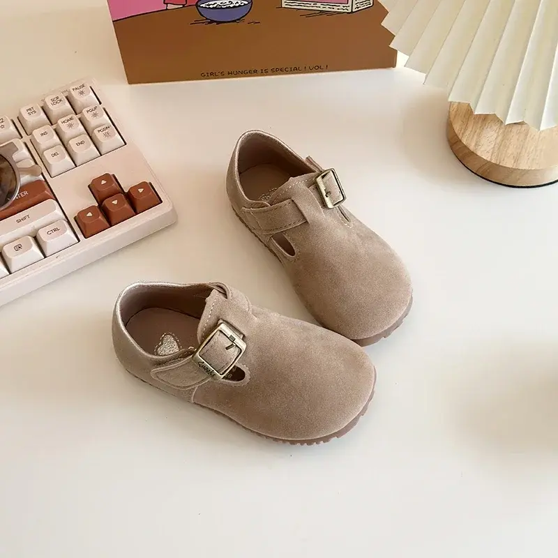 2025 Children Leather Shoes for Girls Spring New Fashion Korean Style Soft Bottom Anti-slippery Chic Versatile Breathable Flats